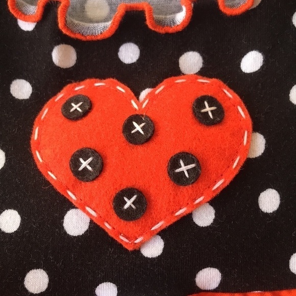 Daisy Jayne Orange & Black Polka Dot & Stripe Print Ruffle Detail Top - Picture 3 of 8